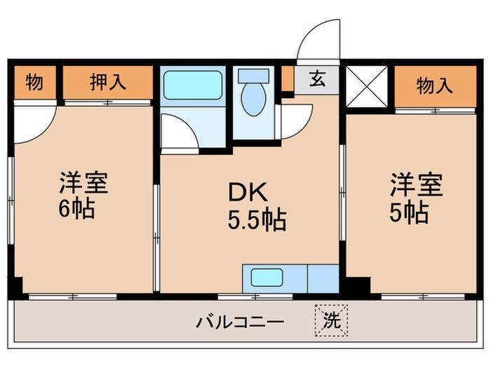 第25シンエイビル(2DK/3階)の間取り写真