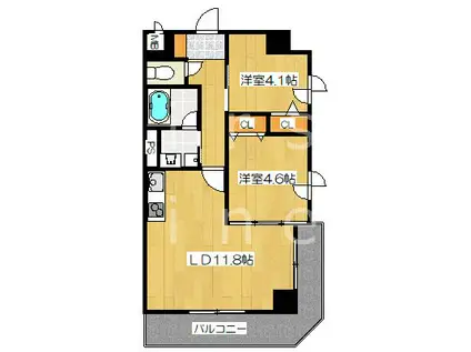 インサイトルポ山科椥辻(2LDK/2階)の間取り写真