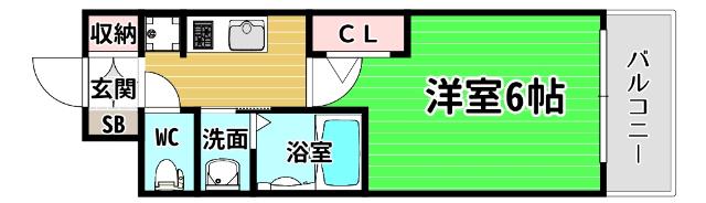 エステムコート大阪ウエストII(1K/11階)の間取り写真