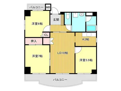 グランドパレス浜松(3LDK/2階)の間取り写真