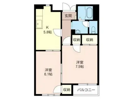 エクシード砧(2DK/2階)の間取り写真