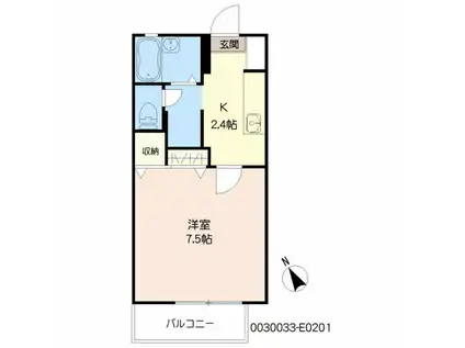 サンクチュアリー久留米V(1K/2階)の間取り写真