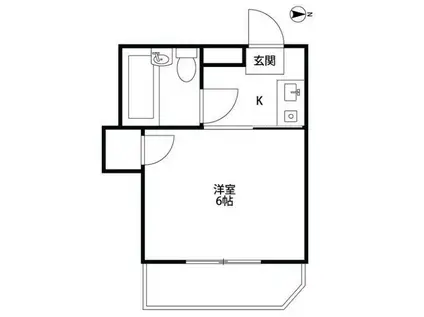 グランドハイツ八王子(1K/2階)の間取り写真