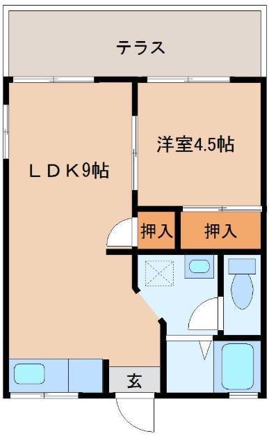 メゾン河口(1LDK/1階)の間取り写真