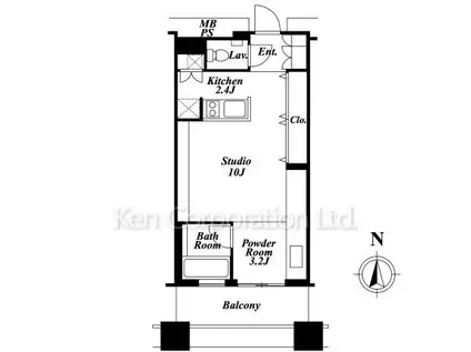 芝浦アイランド エアタワー(ワンルーム/22階)の間取り写真