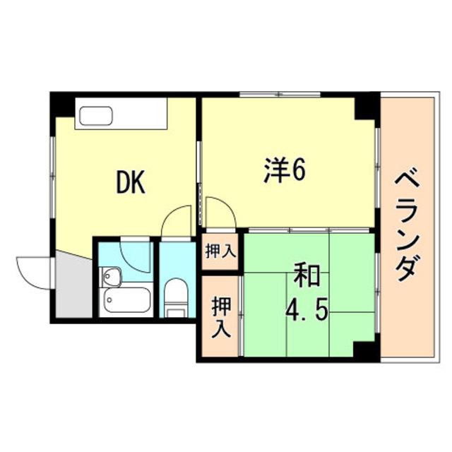 中山手ビル(2DK/3階)の間取り写真