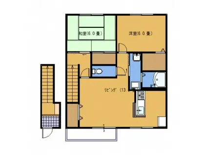 サンビレッジ府中B棟(2LDK/2階)の間取り写真