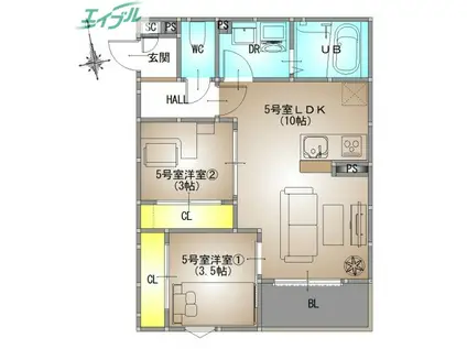 REGALEST 南高前(2LDK/1階)の間取り写真