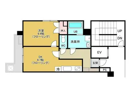 サンライズタカチオ(1DK/3階)の間取り写真