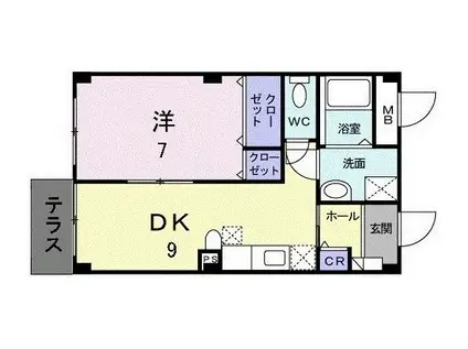 KENTOS東雲II(1DK/2階)の間取り写真
