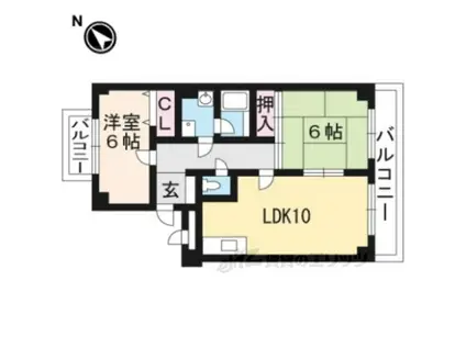 ジュネス朝日丘(2DK/1階)の間取り写真