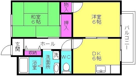 アゼリアI(2DK/1階)の間取り写真