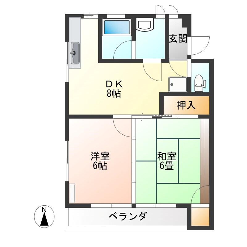 プラトー藤(2DK/1階)の間取り写真