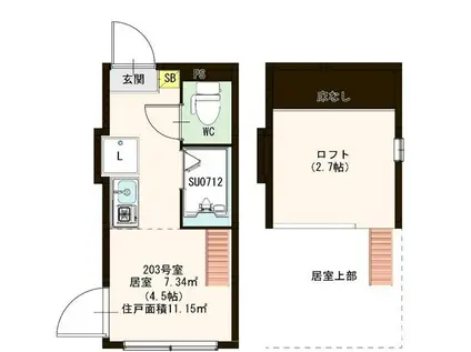 ハーモニーテラス東陽III(ワンルーム/2階)の間取り写真