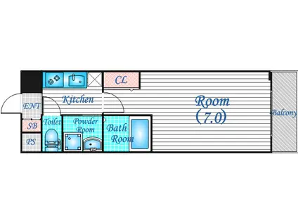 嵜本レジデンス福島(1K/4階)の間取り写真