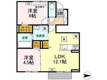 ストルーチェ(2LDK/1階)の間取り写真
