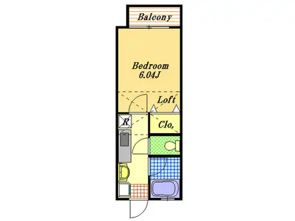 リーフコートⅡ(1K/2階)の間取り写真