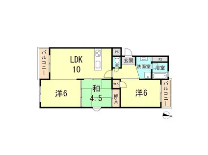 サンフォリア(2LDK/2階)の間取り写真