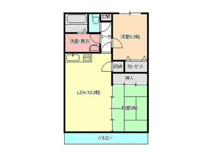サンフレッシュ西下台(2LDK/4階)の間取り写真