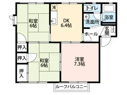 ハウスクロシング A(3DK/1階)の間取り写真