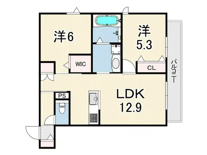 LA VITA摂津本山(2LDK/3階)の間取り写真