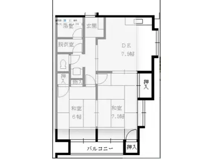メモリー鷹取(2DK/2階)の間取り写真