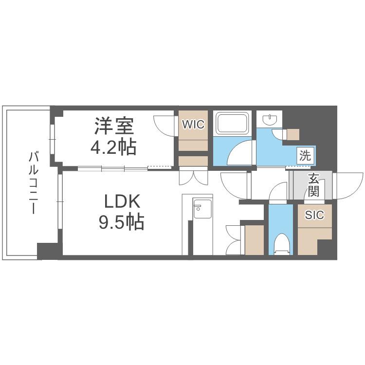STANDZ新大阪(1LDK/3階)の間取り写真