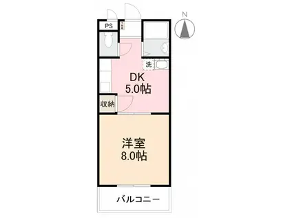 グリーンヒル第3(1DK/3階)の間取り写真