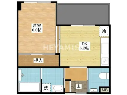 マルタヤ南山手クラブ(1DK/3階)の間取り写真