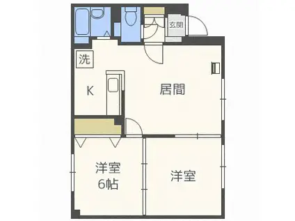 チェリー広和(2LDK/1階)の間取り写真