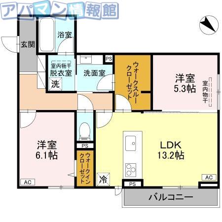 フィラーレ(2LDK/2階)の間取り写真