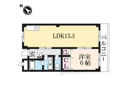 ノースヒルズ(1LDK/3階)の間取り写真