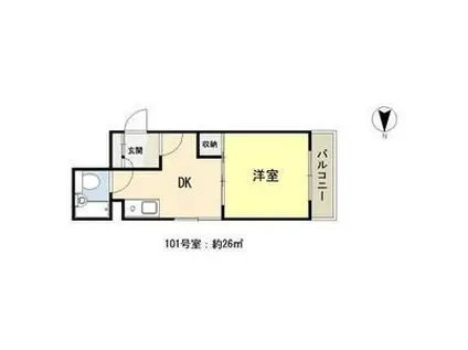 シティアーク北新(1DK/1階)の間取り写真