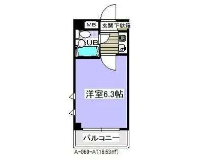 ローズマンションA69番館(1K/3階)の間取り写真