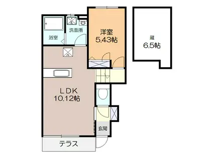 MJヒルズ(1LDK/1階)の間取り写真