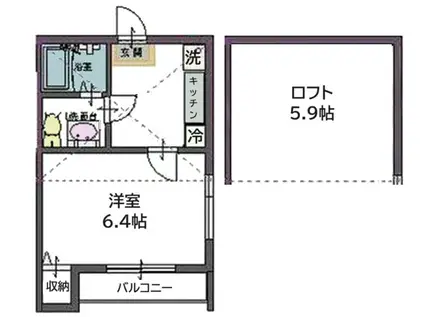 シャングリア仙台(1K/2階)の間取り写真