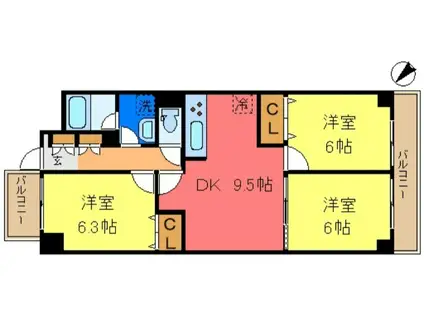 GRACECOURT(3DK/2階)の間取り写真