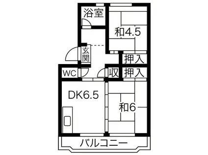 中駒九番団地5号棟(2DK/1階)の間取り写真