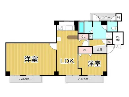 VIEWTERRACE売布Ⅱ(2LDK/4階)の間取り写真