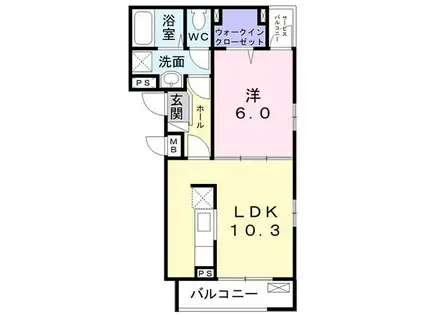 リヴィエール綾瀬(1LDK/3階)の間取り写真