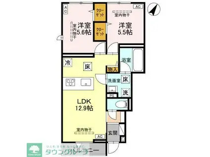 ベルヴィル(2LDK/1階)の間取り写真