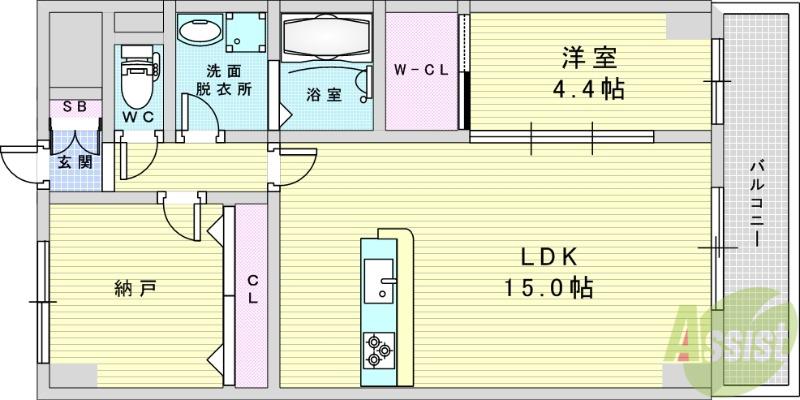GROOVE豊中レジデンス(1SLDK/7階)の間取り写真