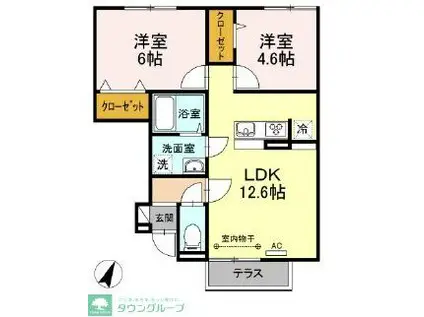 アイランド・R(2LDK/1階)の間取り写真