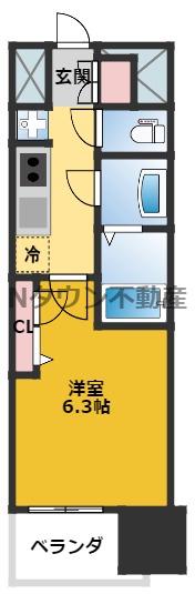 メイクス矢場町(1K/11階)の間取り写真