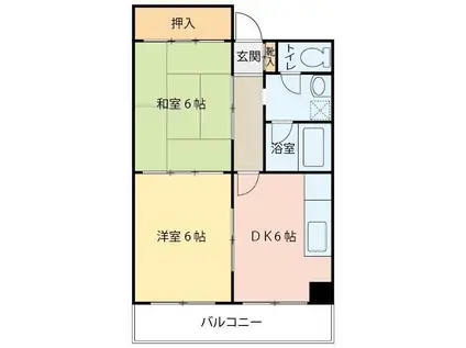 名取ビル富弥(2DK/2階)の間取り写真