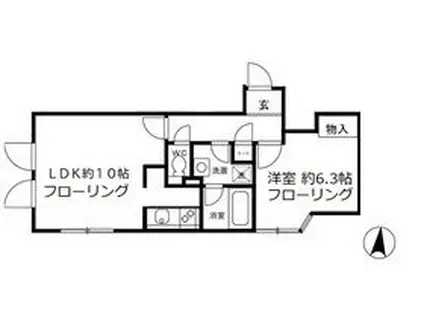 ALERO白山II(1LDK/3階)の間取り写真