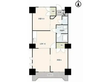 グランフォレスト(2LDK/3階)の間取り写真