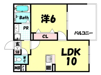 神戸HARBOESIDE 萬利RESIDENCE(1LDK/3階)の間取り写真