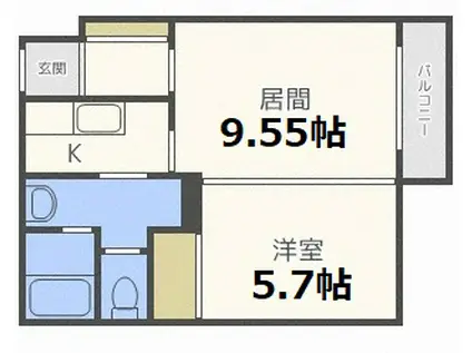 サザンクロス南郷通(1LDK/4階)の間取り写真