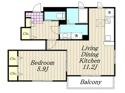 ガーデニア七番館(1LDK/1階)の間取り写真